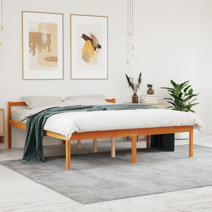 Senior Bed without Mattress Wax Brown 160x200 cm Solid Wood Pine