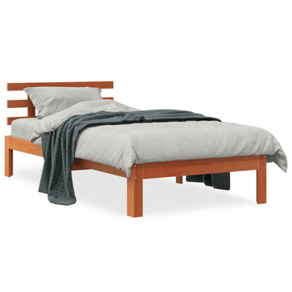 Bed Frame without Mattress Wax Brown 75x190 cm Small Single Solid Wood Pine