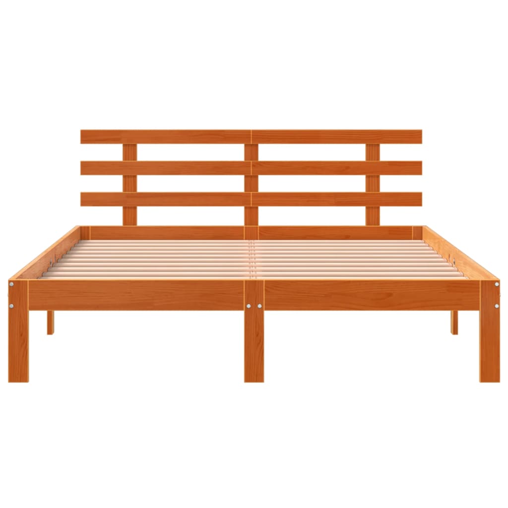 Bed Frame without Mattress Wax Brown 140x190 cm Solid Wood Pine