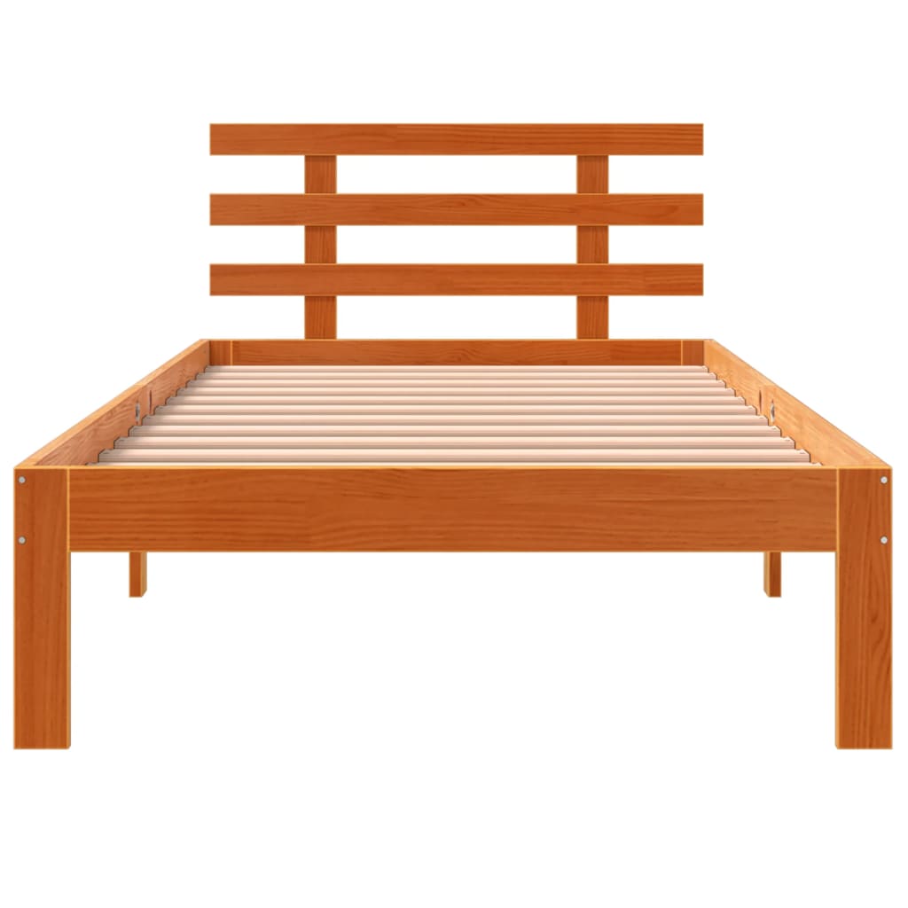 Bed Frame without Mattress Wax Brown 100x200 cm Solid Wood Pine