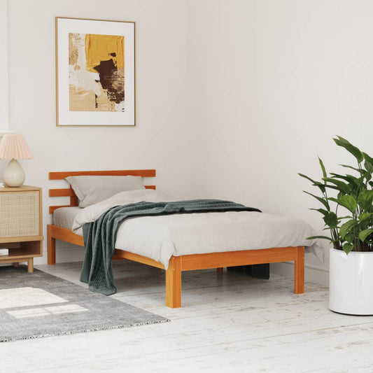 Bed Frame without Mattress Wax Brown 100x200 cm Solid Wood Pine