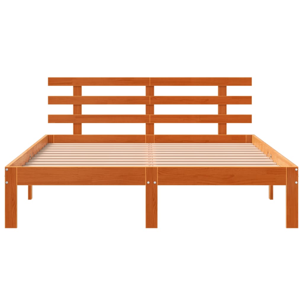 Bed Frame without Mattress Wax Brown 140x200 cm Solid Wood Pine