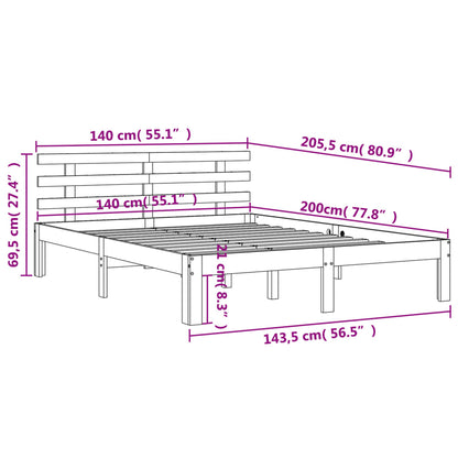 Bed Frame without Mattress Wax Brown 140x200 cm Solid Wood Pine