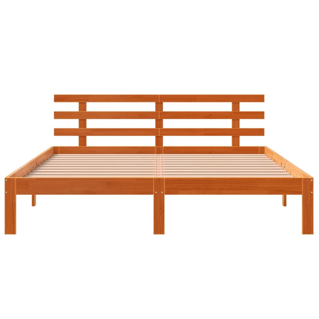 Bed Frame without Mattress Wax Brown 150x200 cm King Size Solid Wood Pine