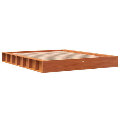Bed Frame without Mattress Wax Brown 150x200 cm King Size Solid Wood Pine