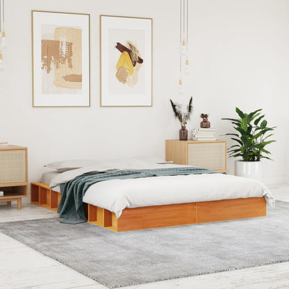 Bed Frame without Mattress Wax Brown 120x200 cm Solid Wood Pine