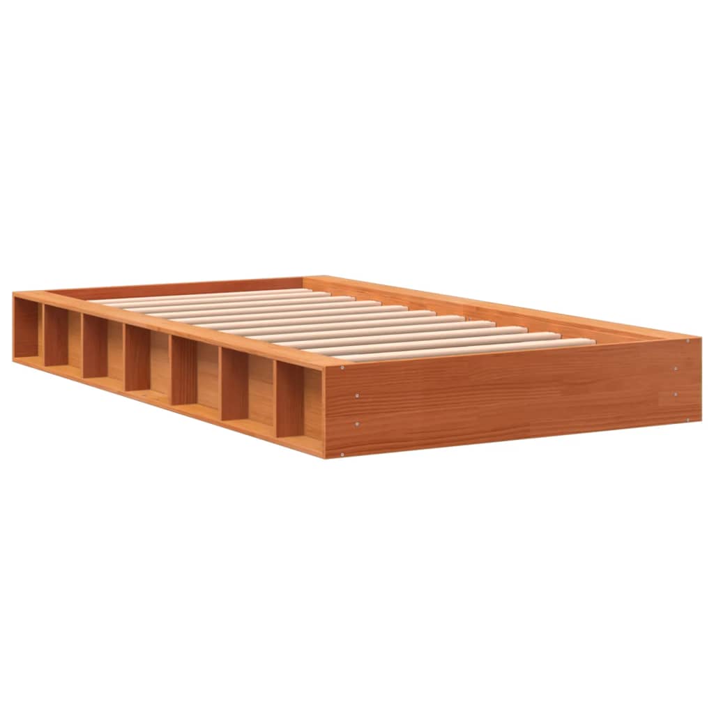 Bed Frame without Mattress Wax Brown 75x190 cm Small Single Solid Wood Pine