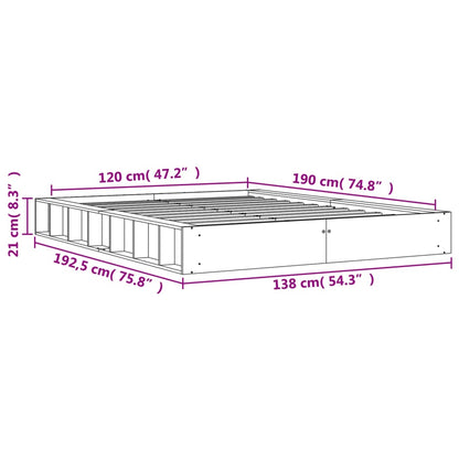 Bed Frame without Mattress Wax Brown 120x190 cm Small Double Solid Wood Pine