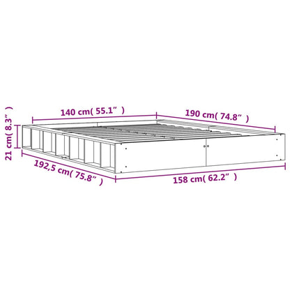 Bed Frame without Mattress Wax Brown 140x190 cm Solid Wood Pine