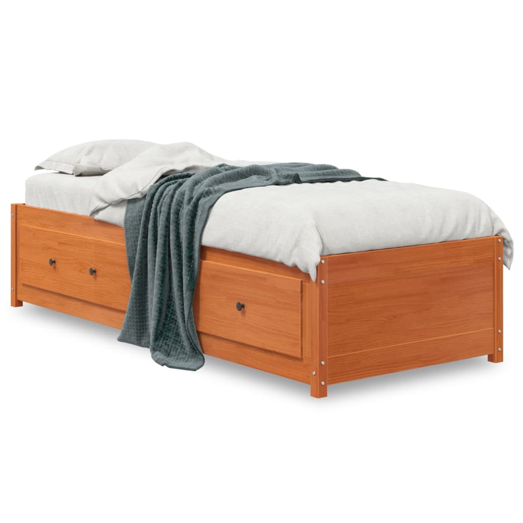Day Bed without Mattress Wax Brown 90x200 cm Solid Wood Pine