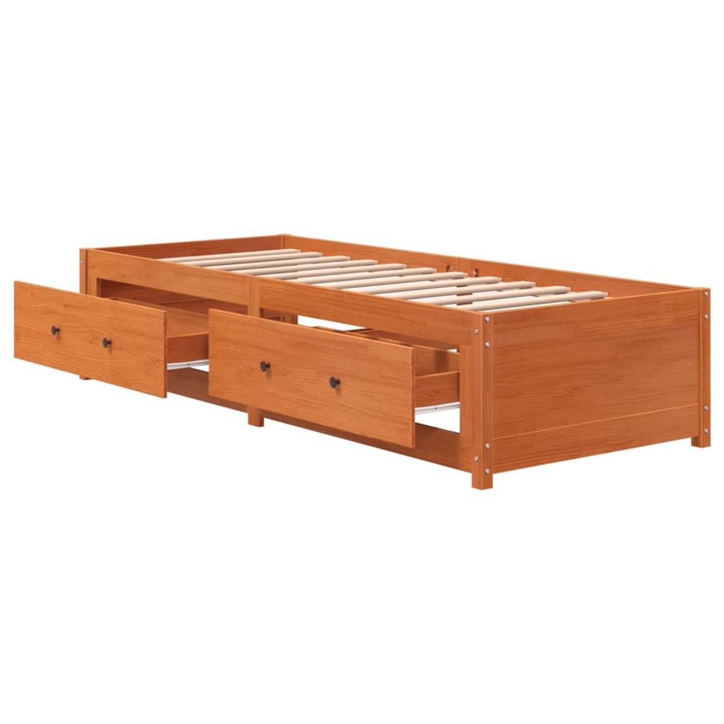 Day Bed without Mattress Wax Brown 90x200 cm Solid Wood Pine