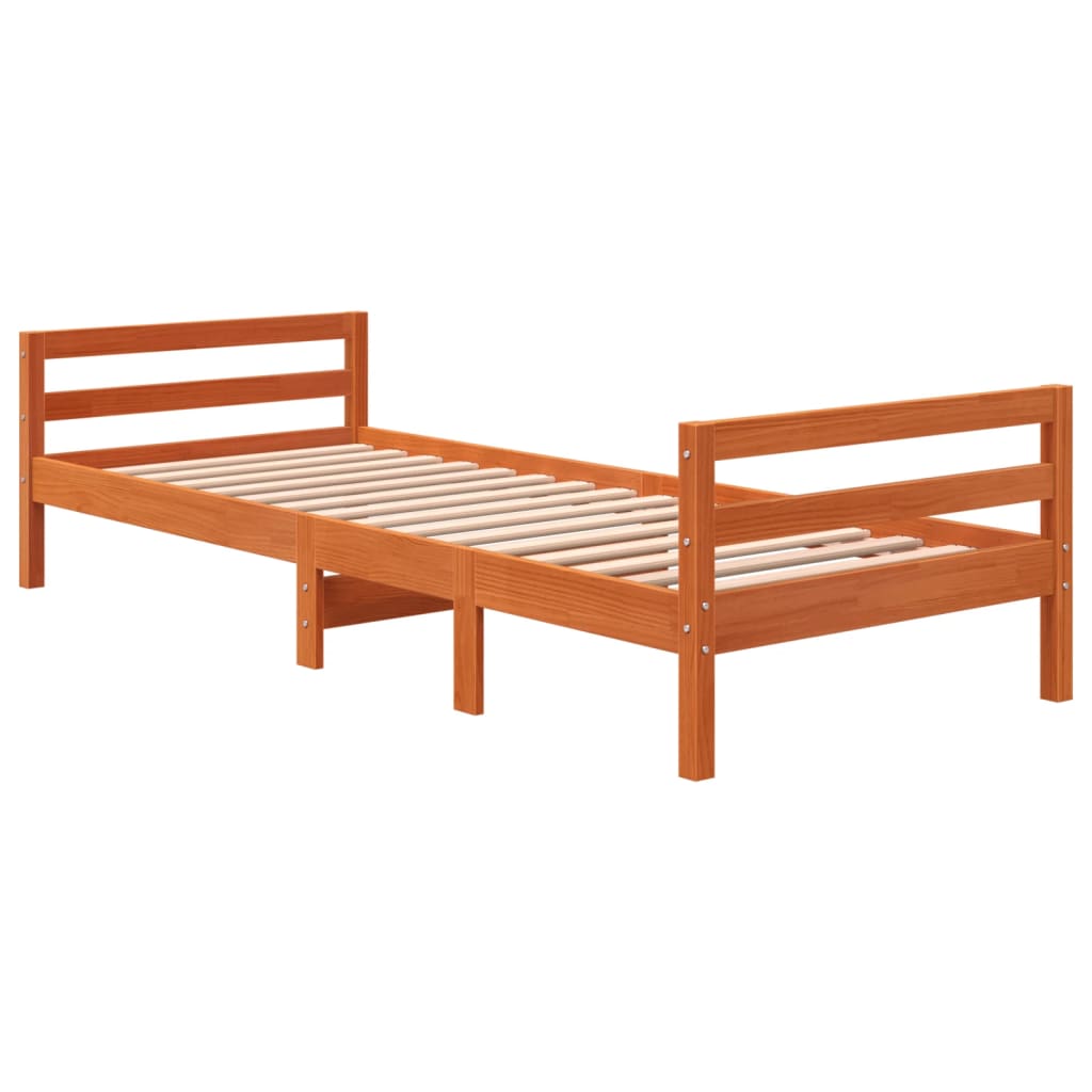 Bed Frame without Mattress Wax Brown 75x190 cm Small Single Solid Wood Pine