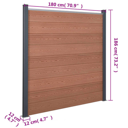 Fence Panel Set Brown 180x186 cm WPC
