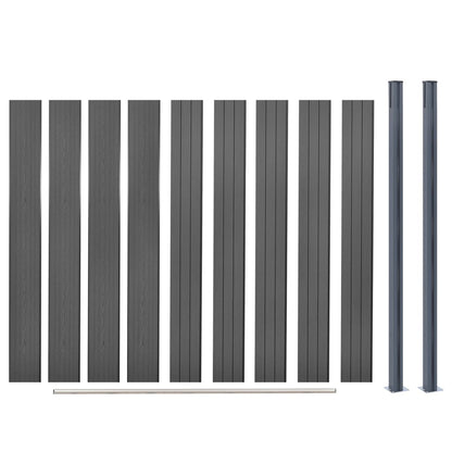 Fence Panel Set Grey 180x186 cm WPC