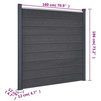 Fence Panel Set Grey 180x186 cm WPC