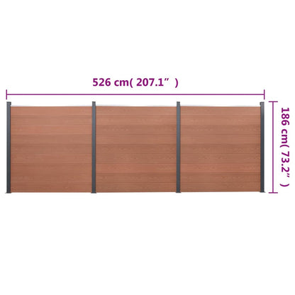Fence Panel Set Brown 526x186 cm WPC