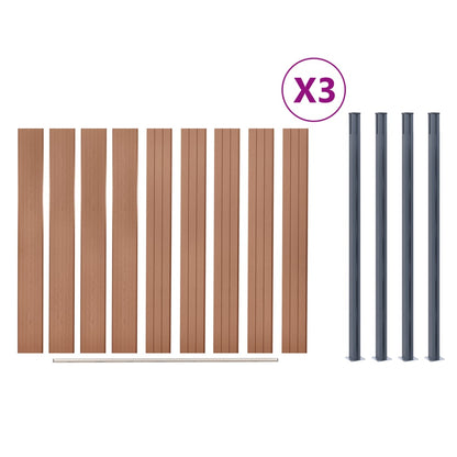 Fence Panel Set Brown 526x186 cm WPC
