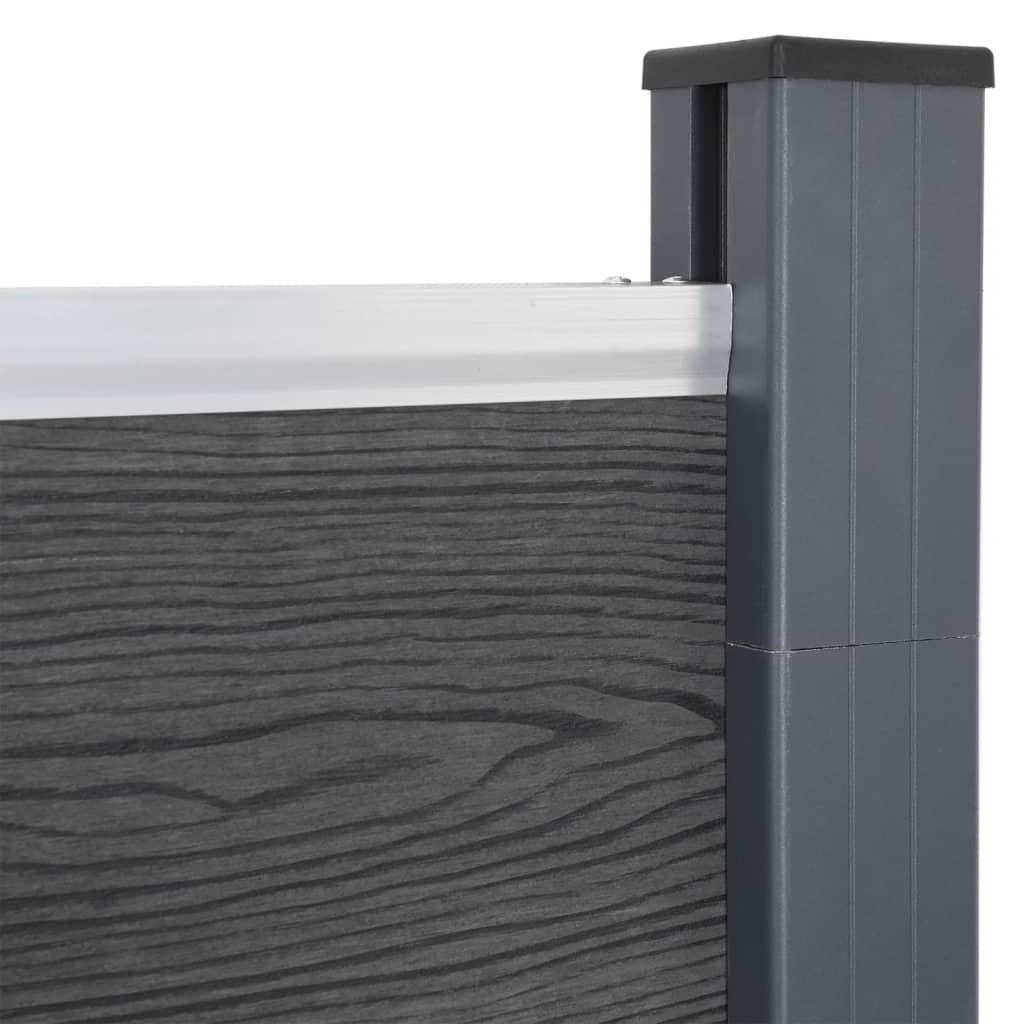 Fence Panel Set Grey 526x186 cm WPC