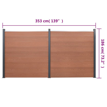 Fence Panel Set Brown 353x186 cm WPC