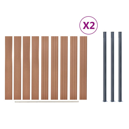 Fence Panel Set Brown 353x186 cm WPC