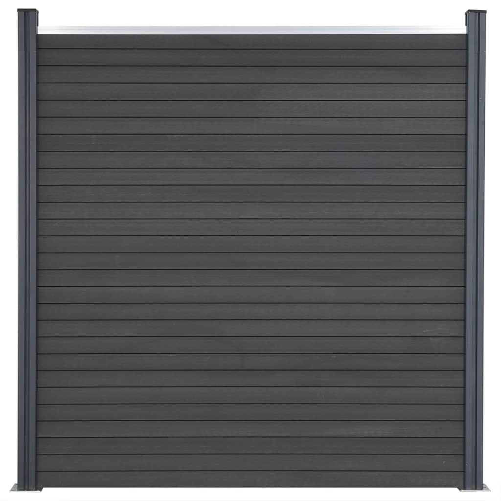 Fence Panel Set Grey 353x186 cm WPC