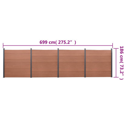 Fence Panel Set Brown 699x186 cm WPC