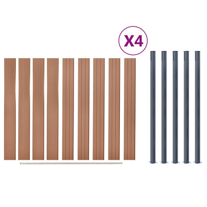 Fence Panel Set Brown 699x186 cm WPC
