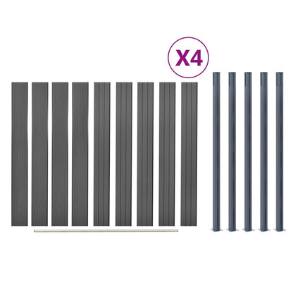 Fence Panel Set Grey 699x186 cm WPC
