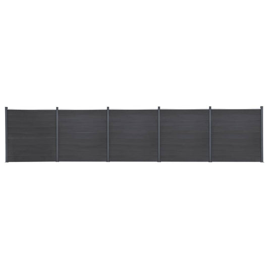 Fence Panel Set Grey 872x186 cm WPC