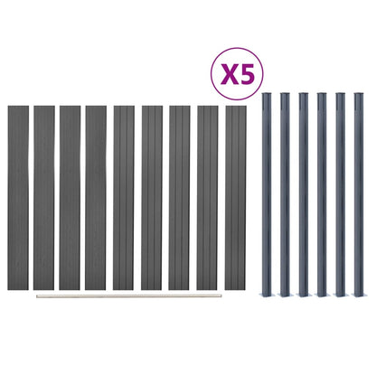 Fence Panel Set Grey 872x186 cm WPC