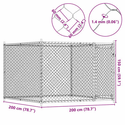 Dog Cage with Door Grey 2x2x1.5 m Galvanised Steel
