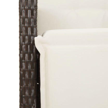 7 Piece Garden Dining Set with Cushions Brown Poly Rattan