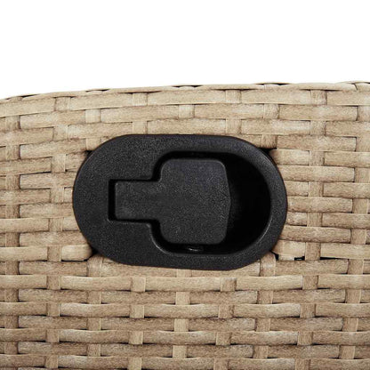 7 Piece Garden Dining Set with Cushions Beige Poly Rattan