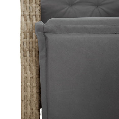 3 Piece Bistro Set with Cushions Beige Poly Rattan