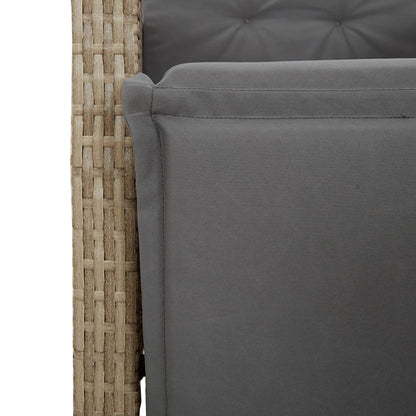 3 Piece Bistro Set with Cushions Beige Poly Rattan