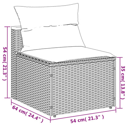 5 Piece Garden Sofa Set with Cushions Grey Poly Rattan Acacia