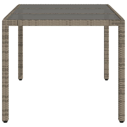 Garden Table with Glass Top Grey 150x90x75 cm Poly Rattan