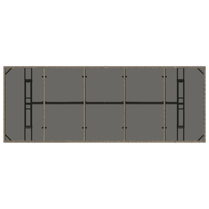 Garden Table with Glass Top Grey 240x90x75 cm Poly Rattan