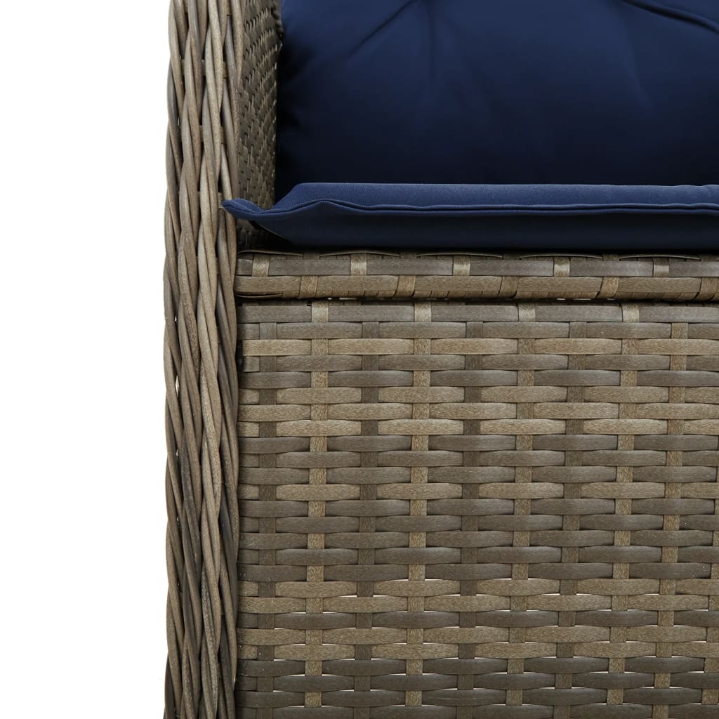 Reclining Garden Chair with Cushions Grey Poly Rattan