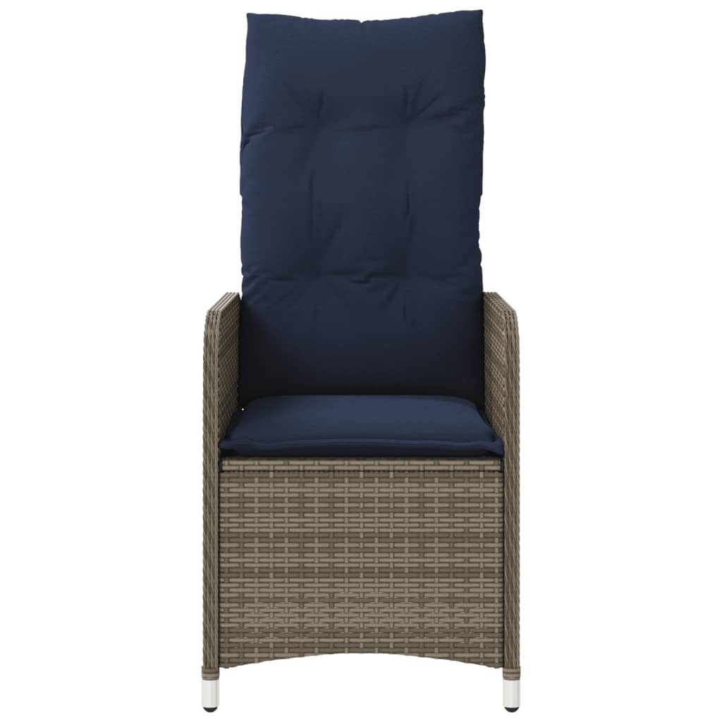Reclining Garden Chairs 2 pcs with Cushions Grey Poly Rattan