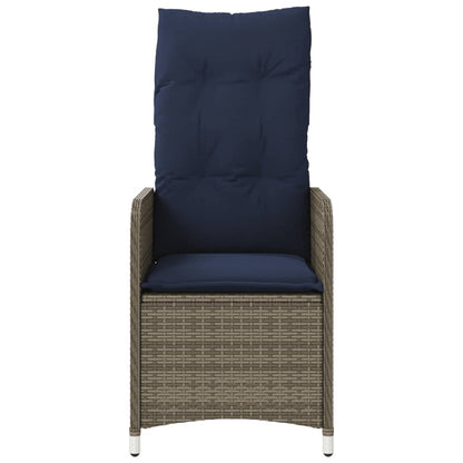 Reclining Garden Chairs 2 pcs with Cushions Grey Poly Rattan