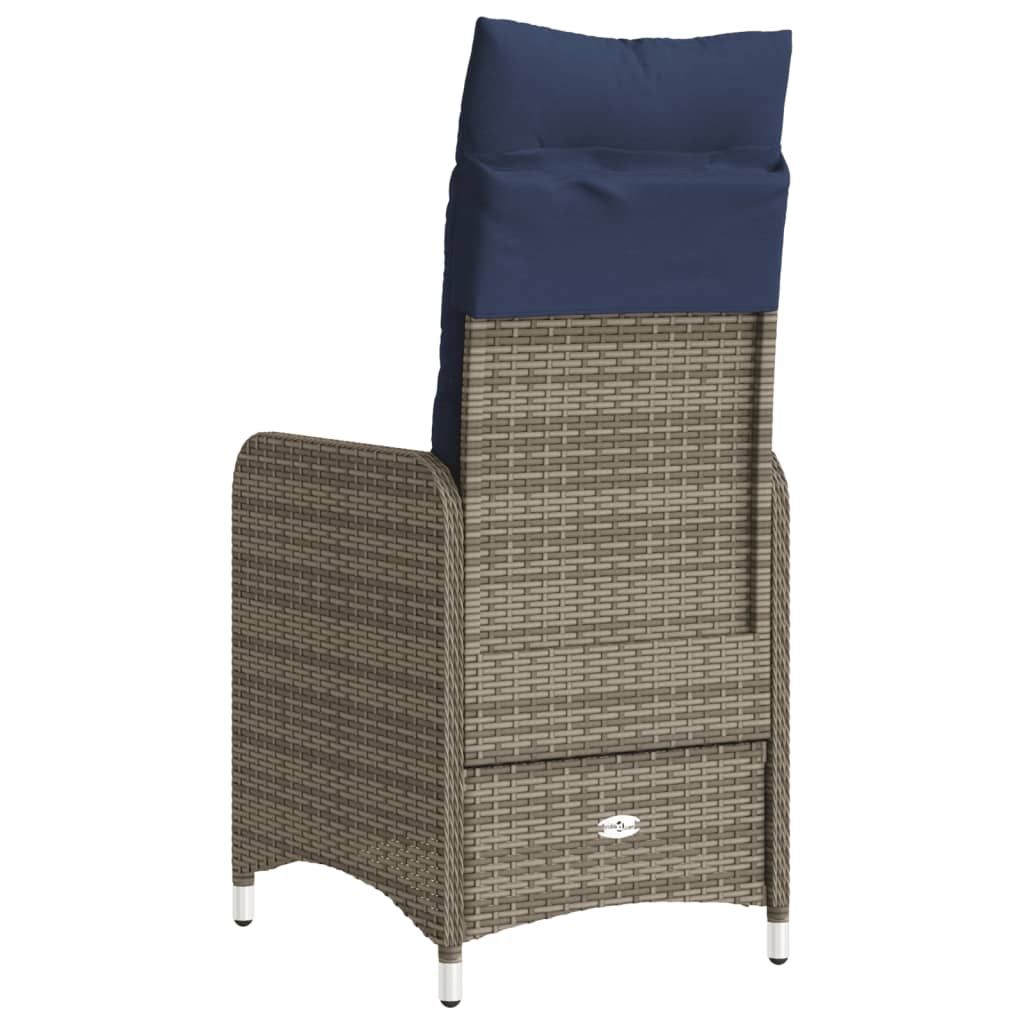 Reclining Garden Chairs 2 pcs with Cushions Grey Poly Rattan