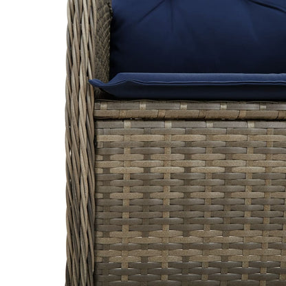 Reclining Garden Chairs 2 pcs with Cushions Grey Poly Rattan