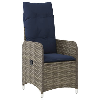 Reclining Garden Chairs 2 pcs with Table Grey Poly Rattan