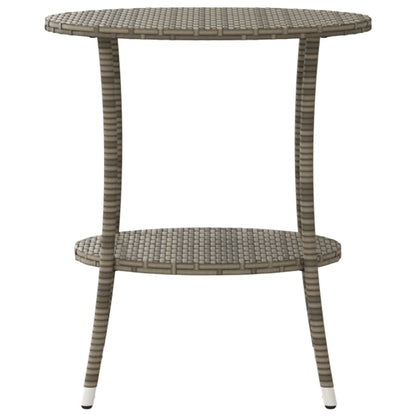 Reclining Garden Chairs 2 pcs with Table Grey Poly Rattan