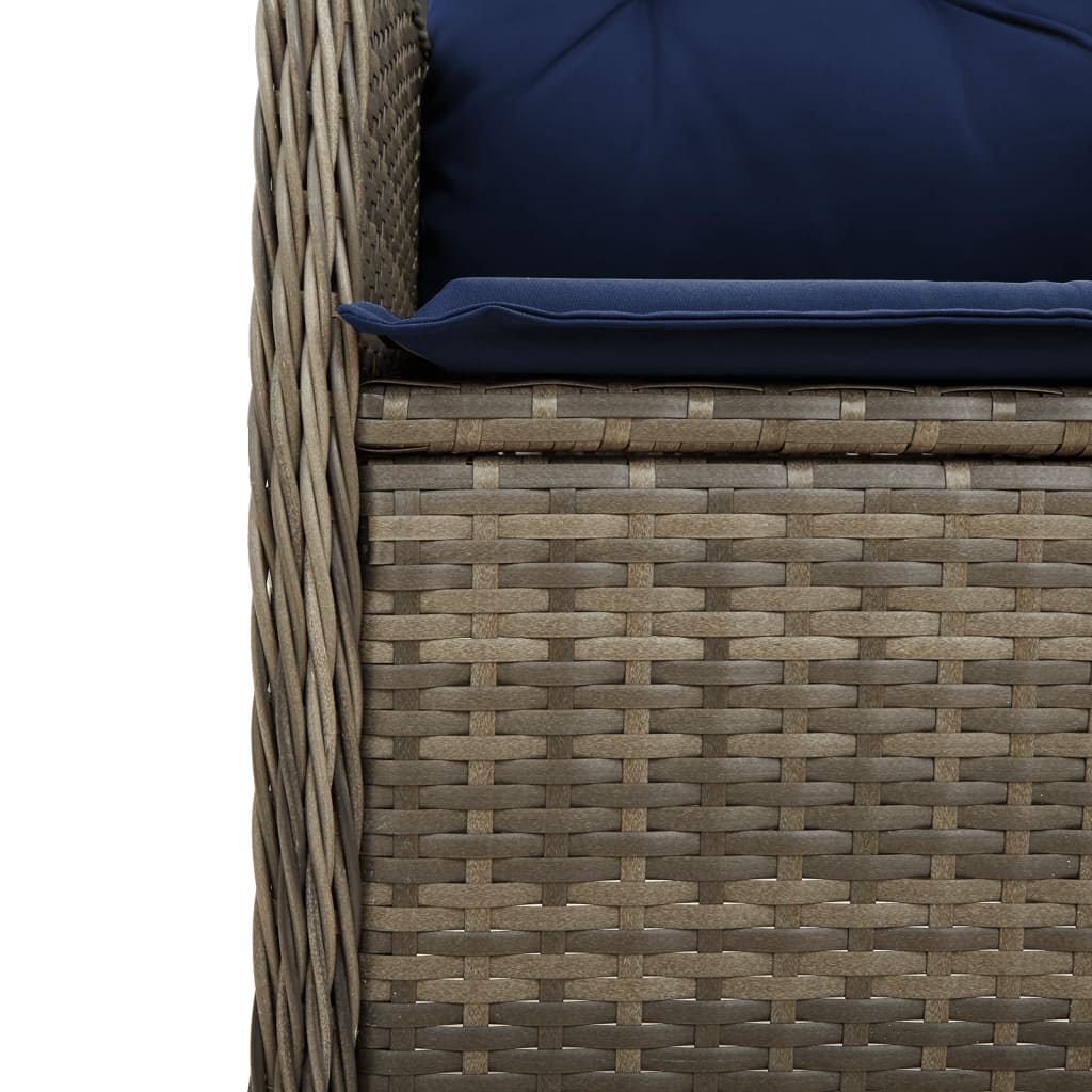 Reclining Garden Chairs 2 pcs with Table Grey Poly Rattan