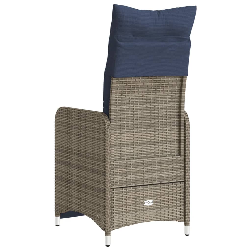 Reclining Garden Chairs 2 pcs with Cushions Grey Poly Rattan