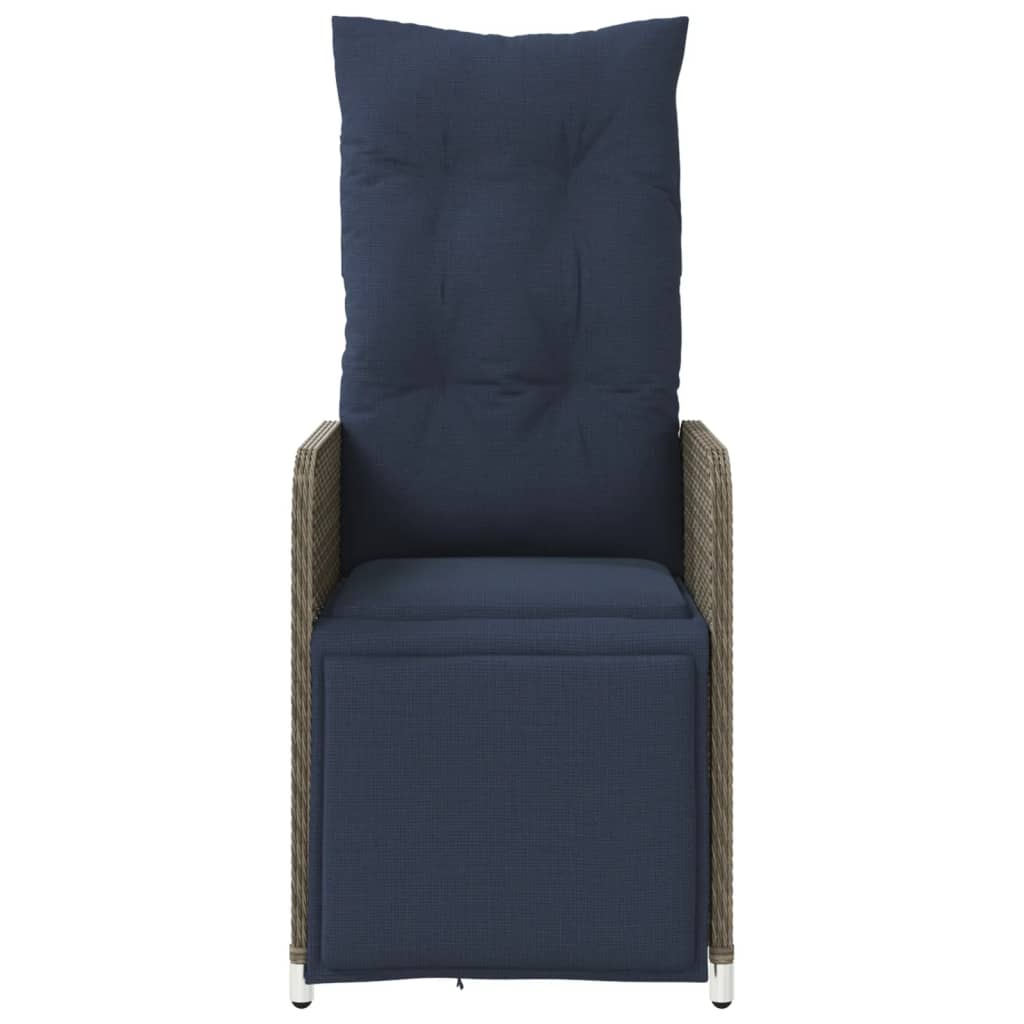 Reclining Garden Chairs 2 pcs with Table Grey Poly Rattan
