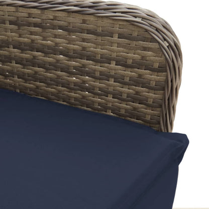 Reclining Garden Chairs 2 pcs with Table Grey Poly Rattan