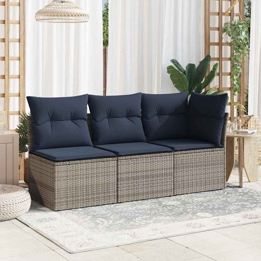 Garden Sofa with Cushion Grey 55 x 62 x 69cm Poly Rattan